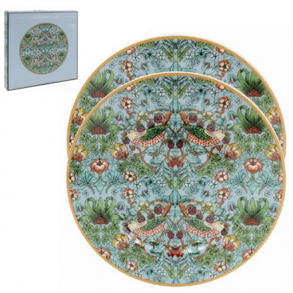 William Morris Teal Strawberry Thief Assietter 2-p