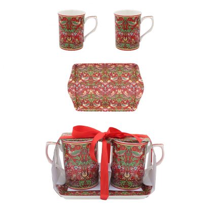 William Morris Red Strawberry Thief Presentset 3 delar