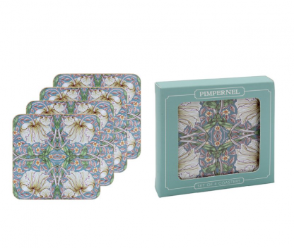 William Morris Teal Pimpernel Coasters