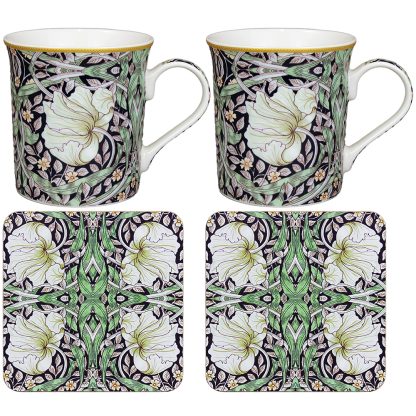 W Morris Pimpernel Midnight 2 muggar + 2 coasters